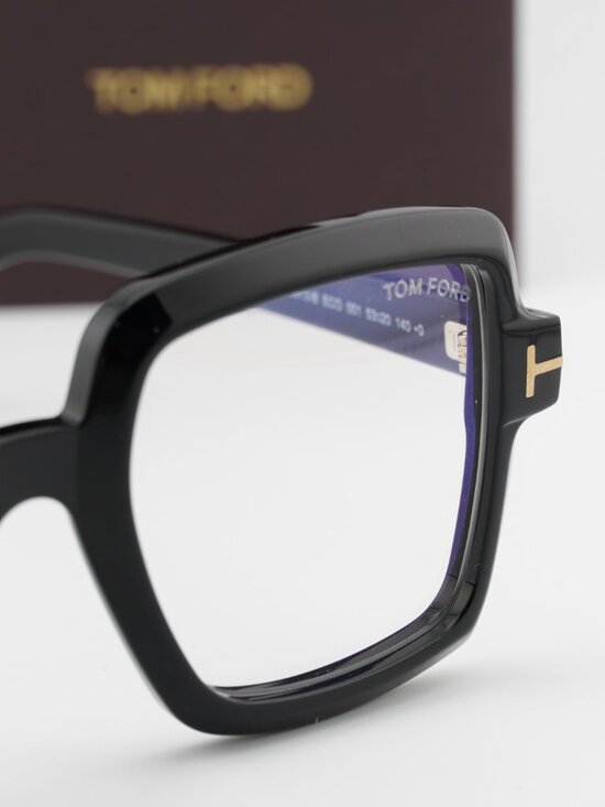 Tom Ford FT5913-B 001 Square Eyeglasses 53mm – Shiny Black
